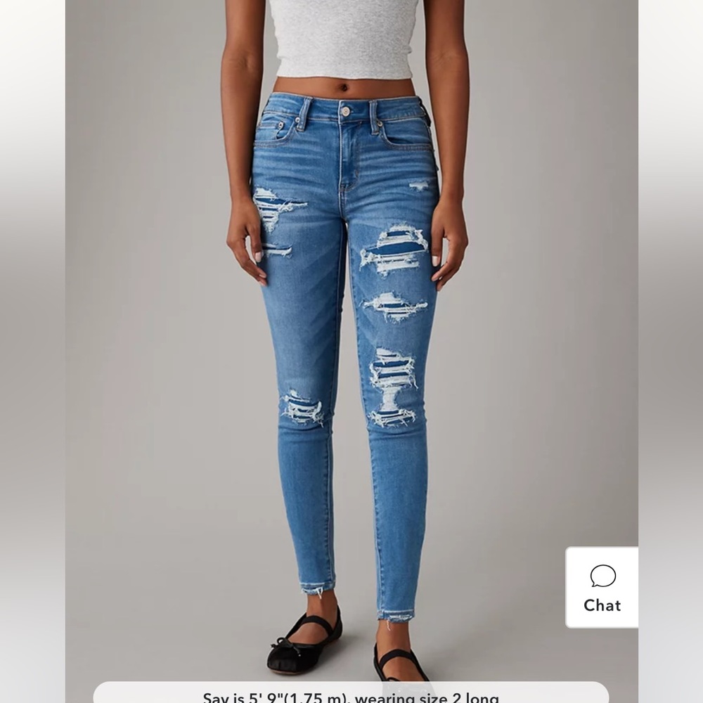 AEO hi rise distressed jegging